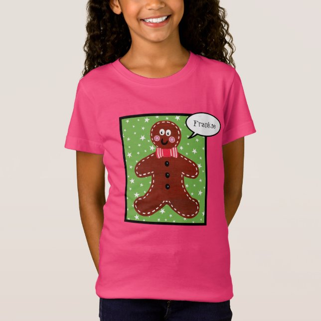 Personalisierter Gingerbrot-Mann T-Shirt (Vorderseite)