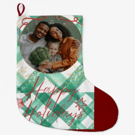 Personalisierter Gingham Großer Weihnachtsstrumpf