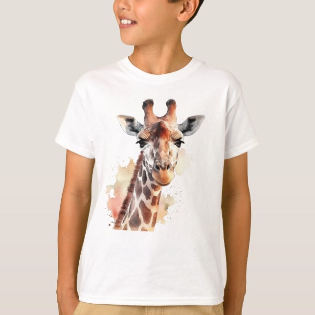 Personalisierter Giraffe T - Shirt für Kinder (Vorderseite)