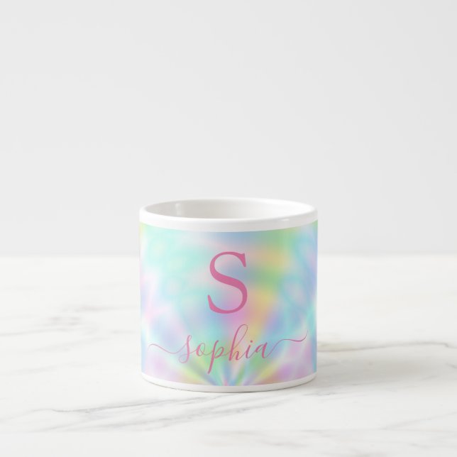 Personalisierter Girl Holographic Iridescent Rainb Espressotasse (Vorderseite)