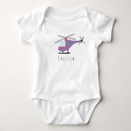 Personalisierter Girl-Lila Hubschrauber Baby Strampler