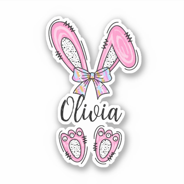 Personalisierter Girl Oaster Bunny Sticker (Vorderseite)