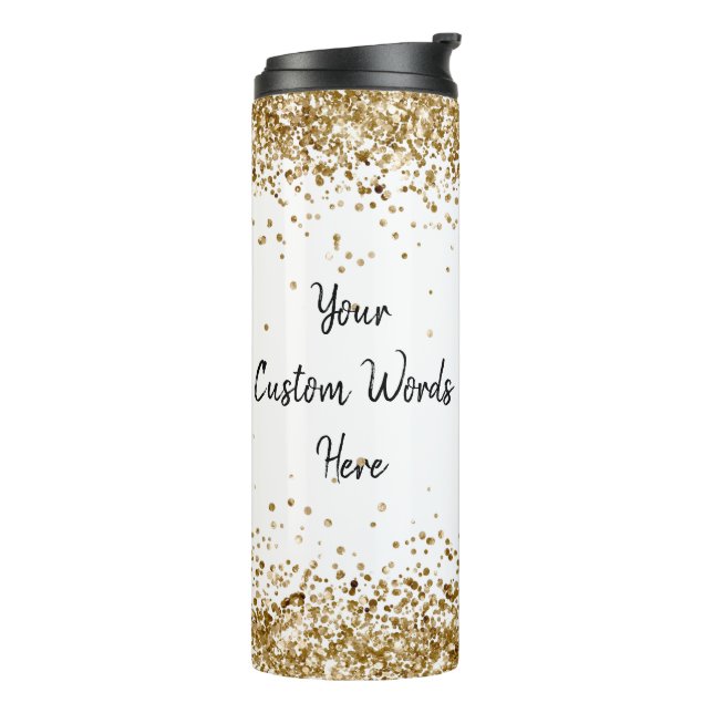 Personalisierter Girly Gold Glitzer für Ihre Worte Thermosbecher (Nach links gedreht)
