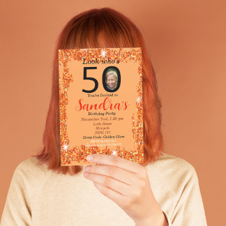 Personalisierter Glamour zur 50. Geburtstagsfeier Einladung