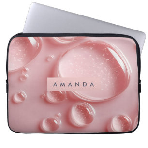 Personalisierter Glänzender Rosa Rouge Wassertropf Laptopschutzhülle