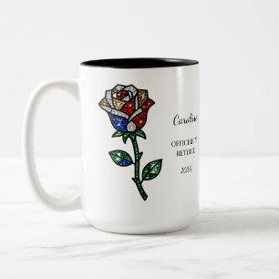 Personalisierter Glas-Rosen-Ruhestandsbecher Zweifarbige Tasse