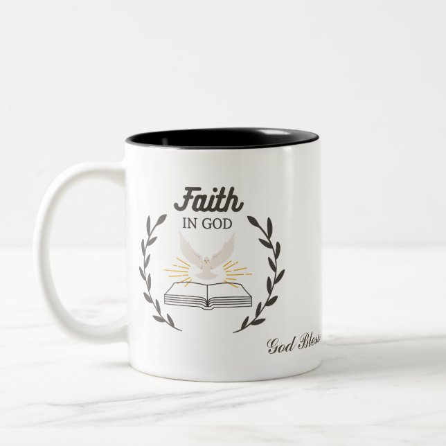 Personalisierter Glaube an Gott, Gott segne euch T Zweifarbige Tasse (Links)