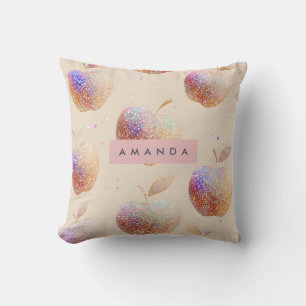 Personalisierter Glitter Apfel Glanz Frucht Pastel Kissen