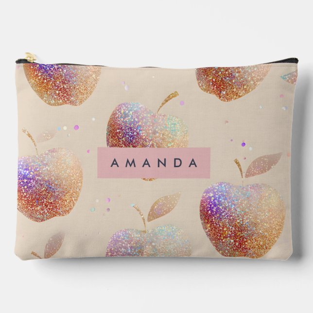 Personalisierter Glitter Apfel Glanz Frucht Pastel Zubehörtasche (Vorderseite)