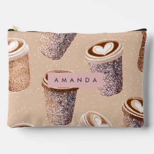 Personalisierter Glitter-Kaffeebecher Latte Art Zubehörtasche