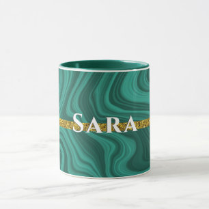 personalisierter Glitzer aus Grünholz Tasse