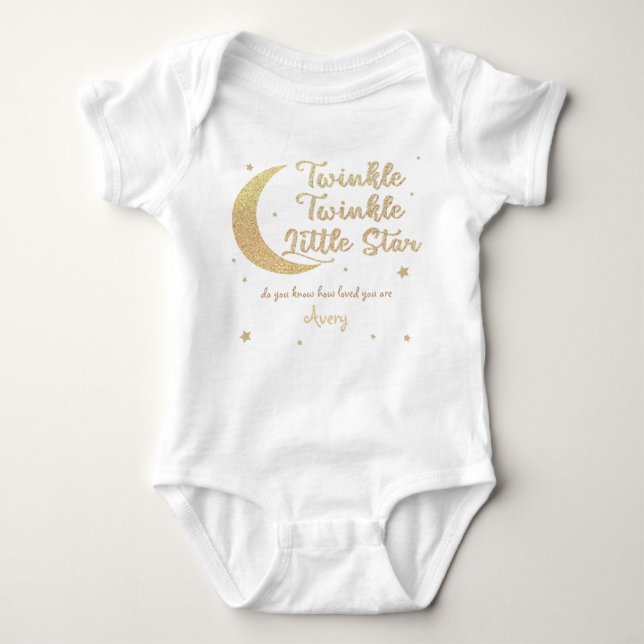 Personalisierter Glitzer Baby Strampler (Vorderseite)