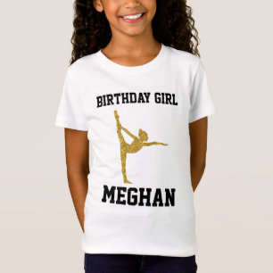 Personalisierter Glitzer Gymnastik Geburtstagskind T-Shirt