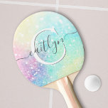 Personalisierter Glitzer Pastel Bokeh Pattern Tischtennis Schläger<br><div class="desc">Ein trendiger,  hübscher,  schicker Glitzer-Hintergrund in schönen Pastellfarben. Sie können einfach mit Ihrem eigenen Monogramm und/oder Namen personalisieren.</div>