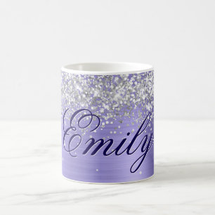 Personalisierter Glitzer Periwinkle Foil Kaffeetasse