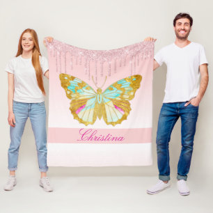 Personalisierter Glitzer Rosa Aquamariner Schmette Fleecedecke