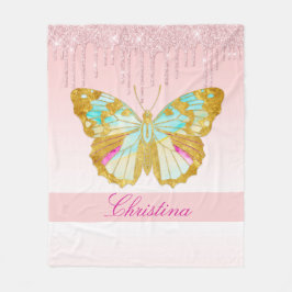 Personalisierter Glitzer Rosa Aquamariner Schmette Fleecedecke