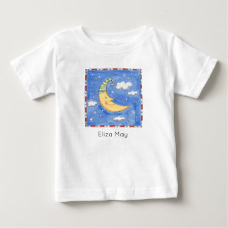Personalisierter Glücklicher Mond Baby T-shirt