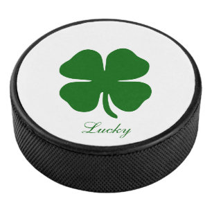 Personalisierter Glücksklee Eishockey Puck