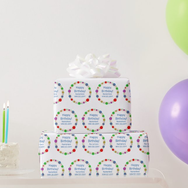 Personalisierter Glückwunsch Geburtsname Farbige O Geschenkpapier (Partygeschenke)