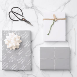 Personalisierter Glückwunsch Name White on Silver Geschenkpapier Set