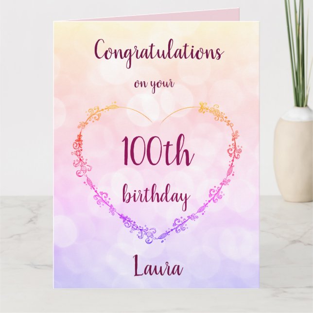 Personalisierter Glückwunsch zum 100. Geburtstag Karte (Vorderseite)