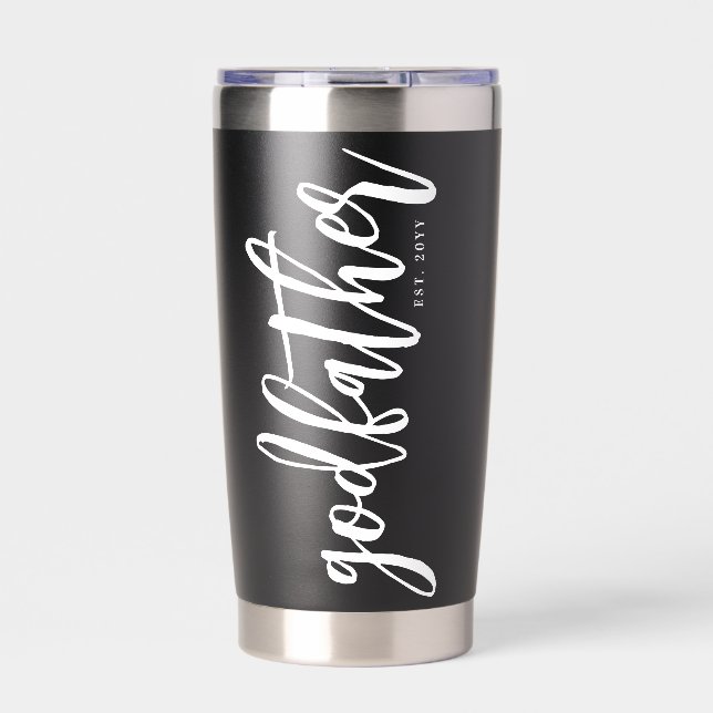 Personalisierter Godvater Brush Script Typografie Thermobecher (Vorderseite)