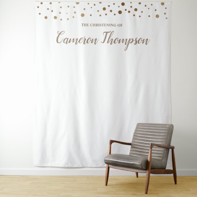 Personalisierter Gold Confetti-WeihnachtsHintergru Wandteppich (Beispiel)