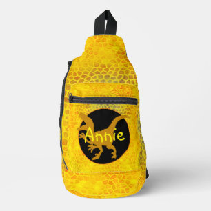 Personalisierter Gold-Dinosaurier Crossbody Bag