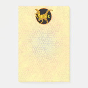 Personalisierter Gold-Dinosaurier  Post-it Klebezettel