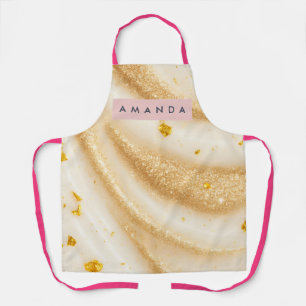 Personalisierter Gold Glitter Swirl auf Pearl Whit Schürze