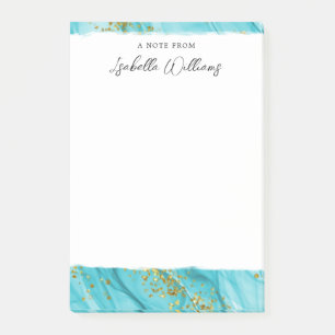 Personalisierter Gold Glitzer Blaue Farbe Post-it Klebezettel