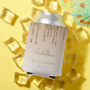 Personalisierter Gold Glitzer Tropfen Quinceañera Dosenkühler