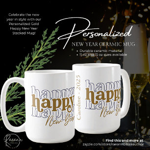 Personalisierter Gold Glückliches Neues Jahr Gesta Kaffeetasse