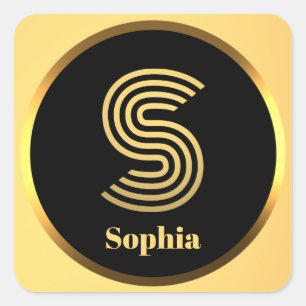 Personalisierter Gold-Mit Monogramm Buchstabe S Quadratischer Aufkleber