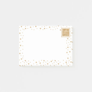 Personalisierter Gold Star Glitzer Sparkline Weiß Post-it Klebezettel
