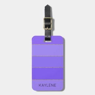Personalisierter Gold Trim Violett Streifen Gepäck Gepäckanhänger