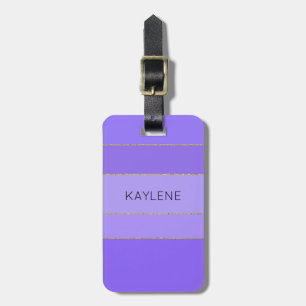 Personalisierter Gold Trim Violett Streifen Gepäck Gepäckanhänger