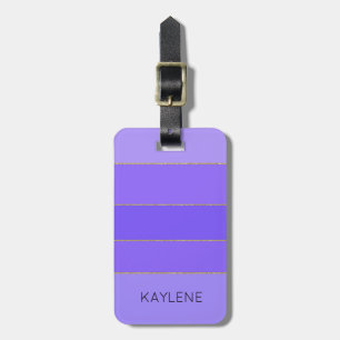 Personalisierter Gold Trim Violett Streifen Gepäck Gepäckanhänger