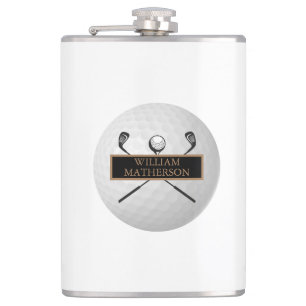 Personalisierter Gold- und Schwarz-Golfball Classi Flachmann