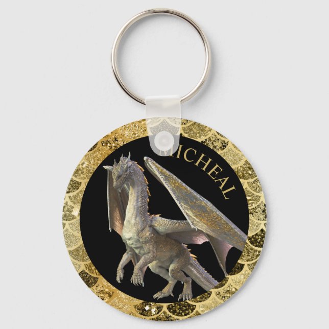 Personalisierter Golddrache Schlüsselanhänger (Vorderseite)