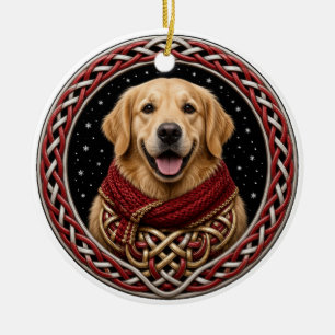Personalisierter Golden Retriever Celtic Knot Weih Keramik Ornament