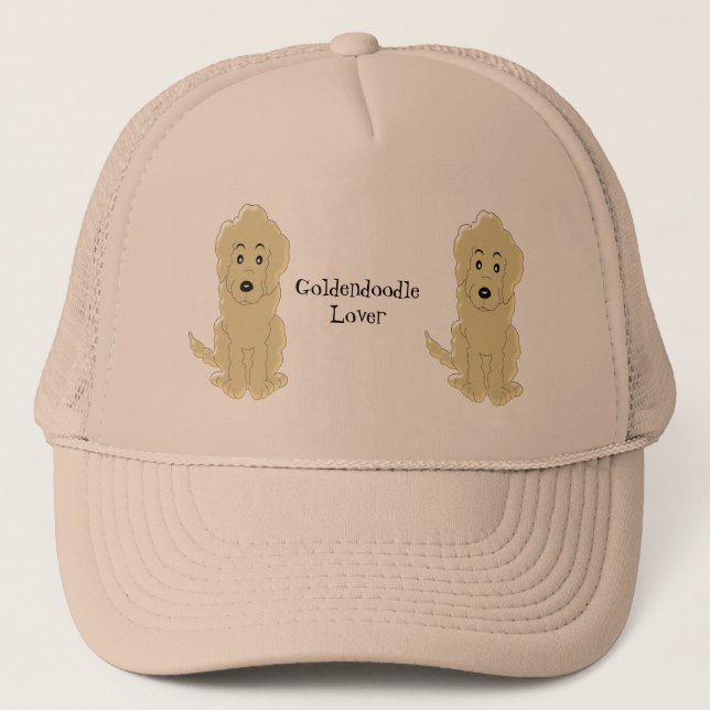 Personalisierter Goldendoodle Hundeentwurf Truckerkappe (Vorderseite)