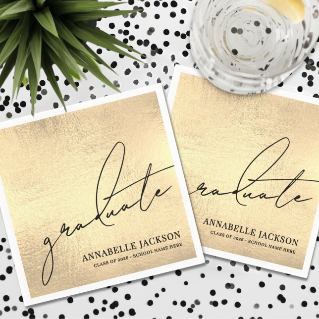 Personalisierter Goldener Abschluss Serviette (Personalized Gold Graduation Napkins)