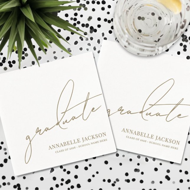 Personalisierter Goldener Abschluss Serviette (Personalized Gold Graduation Napkins)