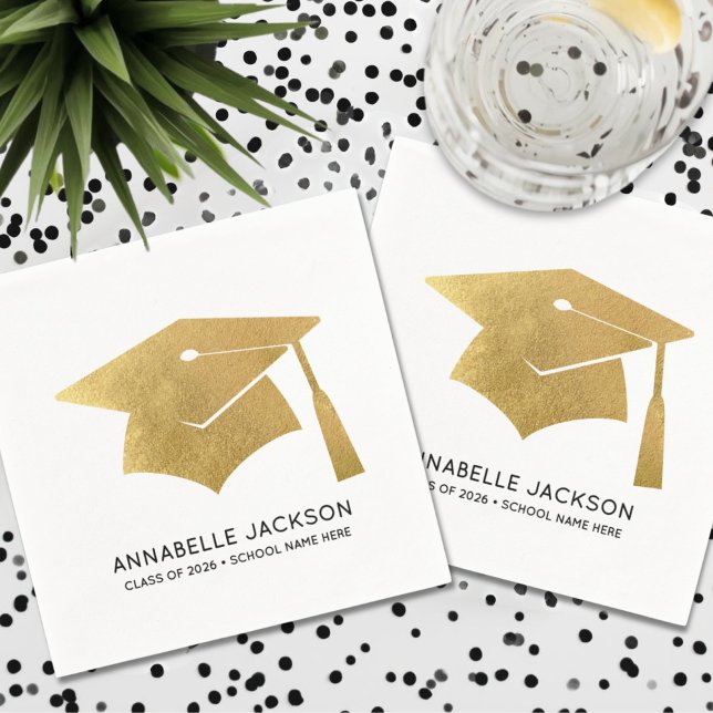 Personalisierter Goldener Abschluss Serviette (Personalized Gold Graduation Napkins)