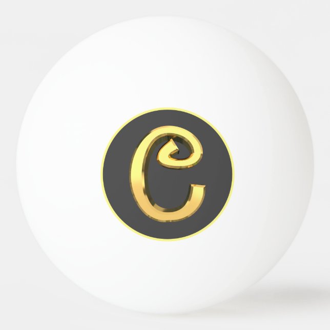 Personalisierter Goldener Buchstabe C Tischtennisball (Vorderseite)