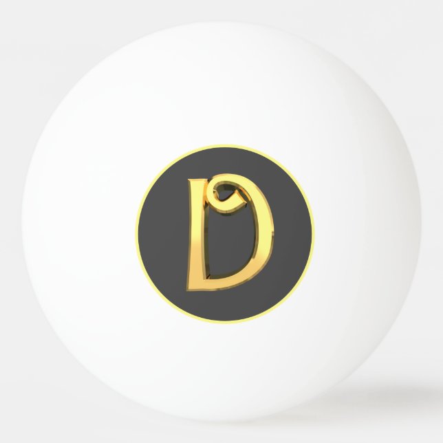 Personalisierter Goldener Buchstabe D Tischtennisball (Vorderseite)