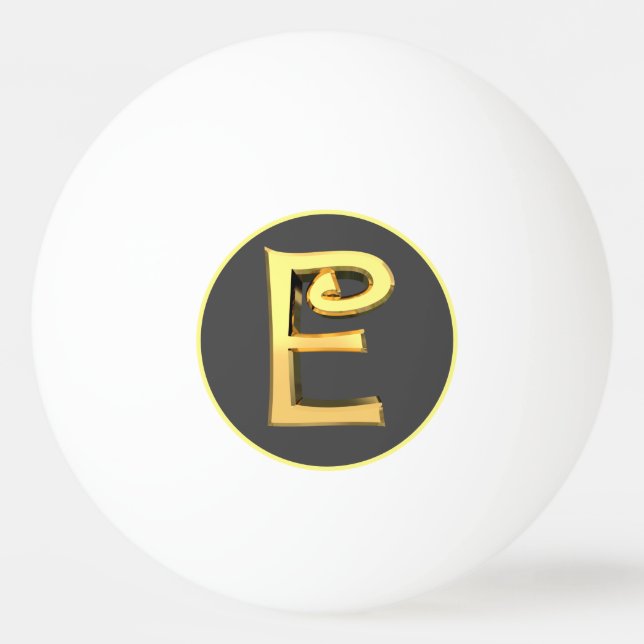 Personalisierter Goldener Buchstabe E Tischtennisball (Vorderseite)