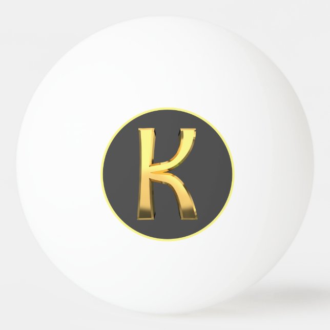 Personalisierter Goldener Buchstabe K Tischtennisball (Vorderseite)